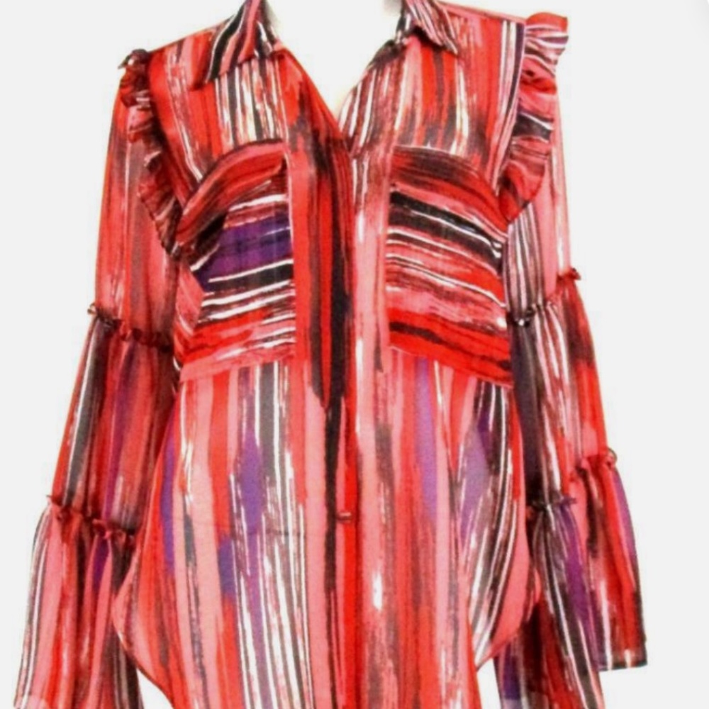MISA Los Angeles Ruffle Sleeve Blouse